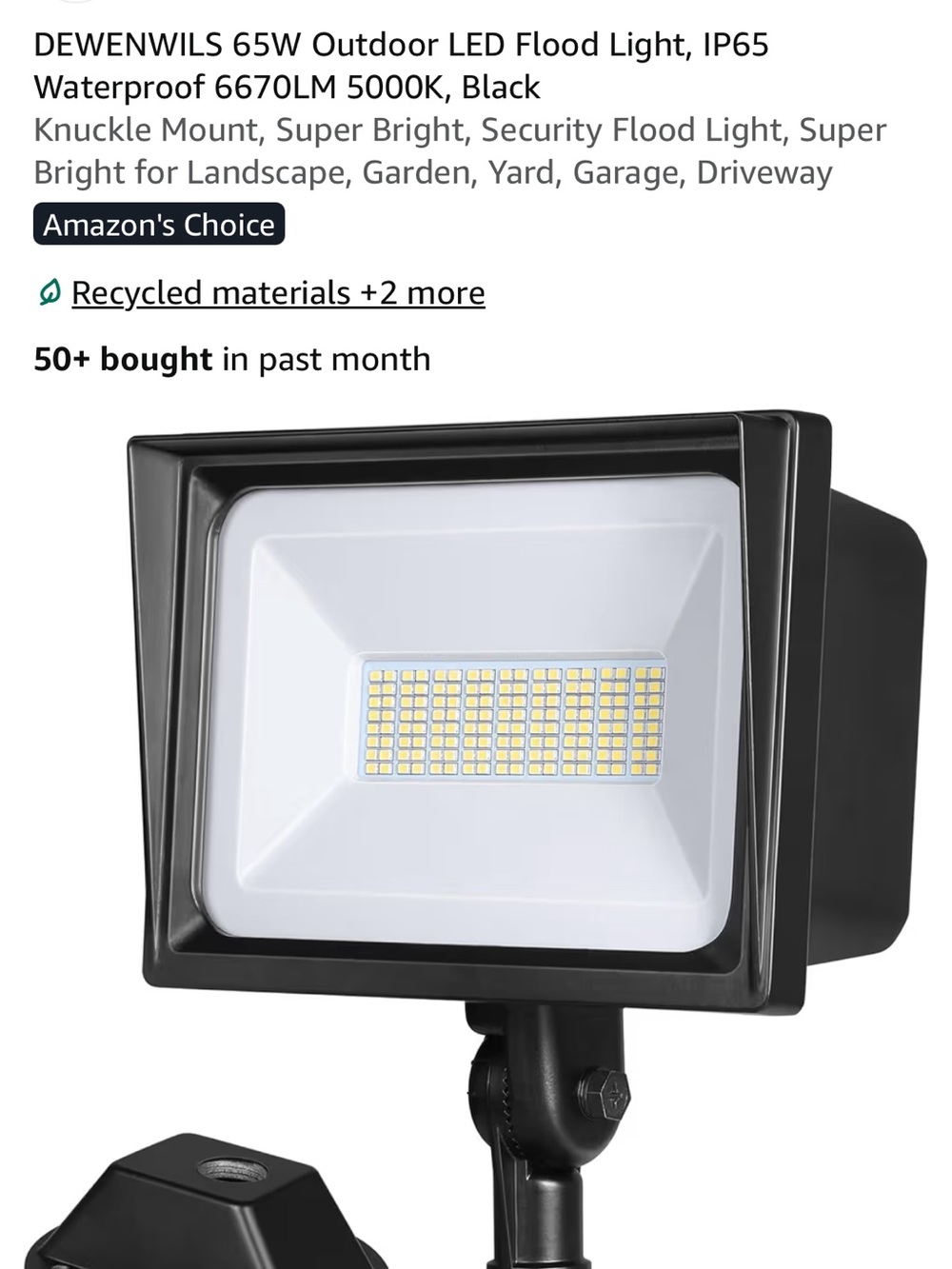 PAIR of 65W Outdoor LED Flood Light - Black, 6670LM 5000K